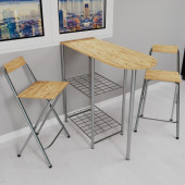 Eportatif Mutfak Bar Masa Sandalye Takımı Katlanır Bar Sandalye 2 Kişilik Mutfak Masası Çam 1339 thumbnail 2