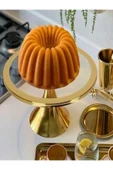Gold Yuvarlak Pasta Standı, Kek ve Kurabiye Sunum Stantı, Çeyizlik, Hediyelik, Pasta Tabağı - 1