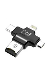 iPhone iPad Android Uyumlu Otg - Micro Otg - Type C Otg 3 in1 Kart Okuyucu Reader - Siyah - 2
