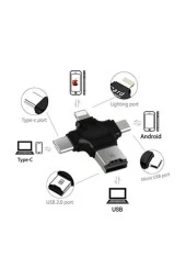 iPhone iPad Android Uyumlu Otg - Micro Otg - Type C Otg 3 in1 Kart Okuyucu Reader - Siyah - 4