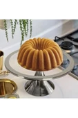 Gümüş Yuvarlak Pasta Standı, Kek ve Kurabiye Sunum Stantı, Çeyizlik, Hediyelik, Pasta Tabağı - 2