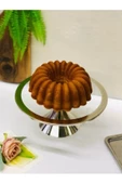 Gümüş Yuvarlak Pasta Standı, Kek ve Kurabiye Sunum Stantı, Çeyizlik, Hediyelik, Pasta Tabağı - 1
