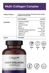 Multi Collagen Complex, Hyalüronik Asit, Çinko, Selenyum, Vitamin C-e-d3 & Probiyotik, 90 Tablet thumbnail 3