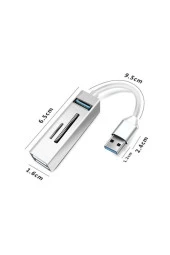Notebook Ve Pc İçin 5 In 1 Alüminyum Usb 5gbps 3.0 Çoklayıcı Hafıza Kartı Okuyucu Reader - 3