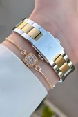 Daniel Klein DKISTE1107 Gold Gümüş Renk Hediye Paketli Kadın Kol Saati ve Bileklik - 5