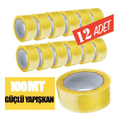 Bant Koli Bandı 45 mm x 100 m Şeffaf 12li  Koli Güçlü Kopmayan Koli Bandı - 1