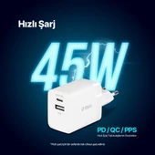 Polham Ttec PD 45W 1x Type C ve 1x USB Girişli Şarj Adaptörü, Akım ve Isı Korumalı Süper Hızlı Başlık - 2