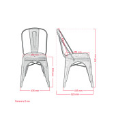 Tolix Kolsuz Metal Sandalye-Mavi(2 Adet) - 2