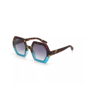 Okkia Emma Big Hexagonal Unisex Güneş Gözlüğü Havana Mavisi - 5