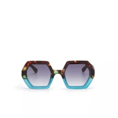 Okkia Emma Big Hexagonal Unisex Güneş Gözlüğü Havana Mavisi - 4
