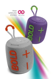 Powerway Bold Gri Taşınabilir Ses Bombası Kablosuz Bluetooth Hoparlör Speaker Yüksek Sesli TWS - 2