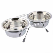 Trixie Tıkırtısız Paslanmaz Çelik İkili Köpek Mama Su Kabı Gri 2x0,9 Lt 16 Cm - 2