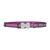 Reddingo Reflektörlü Kemik Desenli Mor Köpek Boyun Tasması Medium 20 Mm 31-47 Cm - 1