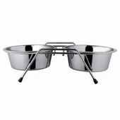 EuroDog Ayaklı İkili Metal Köpek Mama Su Kabı 2x1450 Ml 25 Cm - 1