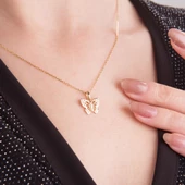 14 Ayar Taşlı Kelebek Altın Kolye Ucu 0,98 gr thumbnail 3