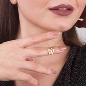 14 Ayar Taşlı Kelebek Altın Kolye Ucu 0,98 gr thumbnail 4