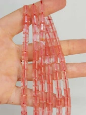 Gül Kuvars Taşı Silindir Kesim 5.5x7.5mm Dizi (49312) thumbnail 1