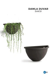 1,4 Litre Beyaz Yarım Duvar Dekoratif Balkon Saksısı Bahçe Duvarı Mat Plastik Saksı thumbnail 2