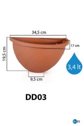 3,4 Litre Antrasit Yarım Duvar Dekoratif Balkon Saksısı Bahçe Duvarı Mat Plastik Saksı thumbnail 1