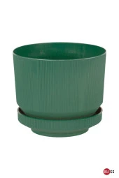 9 Litre Yeşil Dekoratif Lüx Saksı İç Dış Mekan Tabaklı Plastik Çiçek Saksısı thumbnail 1