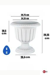 Nergis Dekoratif Kırık Beyaz Renk Ayaklı Saksı 6lt - Orta Boy Saksı thumbnail 2