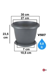 Kiremit Dekoratif Tabaklı Orta Boy Villa Saksı 8,8 Lt - 2