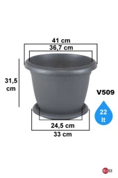 Yeşil Dekoratif Tabaklı Büyük Boy Villa Saksı 22 Lt thumbnail 2