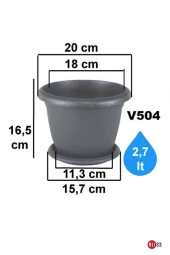 Kiremit Dekoratif Tabaklı Küçük Boy Villa Saksı 2,7 Lt thumbnail 2