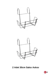 2 Adet Dikdörtgen Saksı Askısı Siyah Ferforje Küçük Boy 30 Cm thumbnail 1