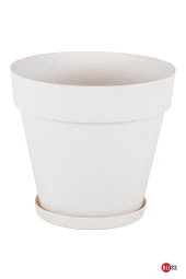 23 lt Kırık Beyaz Tabaklı Izgaralı Dekoratif Plastik Yalı Saksı thumbnail 1