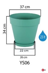 23 lt Yeşil Renk Tabaklı Izgaralı Dekoratif Plastik Yalı Saksı thumbnail 2