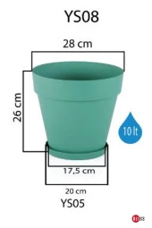 10 lt Yeşil Renk Tabaklı Izgaralı Dekoratif Plastik Yalı Saksı thumbnail 2