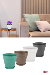 1,7 lt Antrasit Renk Tabaklı Izgaralı Dekoratif Plastik Yalı Saksı thumbnail 3