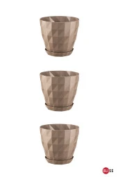 3 Adet Baklava Desenli Dekoratif Plastik Saksı 0,6 lt thumbnail 1