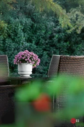 3,3 Litre Gri Dekoratif Lüks Saksı Iç Dış Mekan Tabaklı Plastik Çiçek Saksıs thumbnail 3