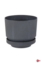 6 Litre Antrasit Dekoratif Lüks Saksı İç Dış Mekan Tabaklı Plastik Çiçek Saksısı thumbnail 1