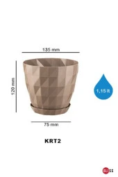 3 Adet Baklava Desenli Dekoratif Plastik Saksı 1,1 lt thumbnail 2