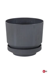 9 Litre Antrasit Dekoratif Lüks Saksı İç Dış Mekan Tabaklı Plastik Çiçek Saksısı thumbnail 1