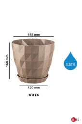 3 Adet Baklava Desenli Dekoratif Plastik Saksı 3,25 lt - 2