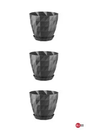 3 Adet Baklava Desenli Dekoratif Plastik Saksı 1,1 lt thumbnail 1