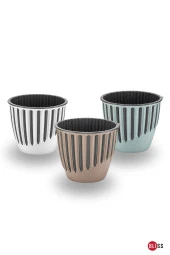 3 Adet 1,4 lt Plastik Dekoratif 3 Renk Piyano Saksı thumbnail 1