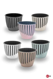 6 Adet 1,4 lt Plastik Dekoratif Çok Renkli Piyano Saksı thumbnail 1