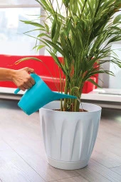Papatya Saksı 22 lt Parlak Plastik Kendinden Tabaklı Drenajlı Çiçek Saksısı - 5