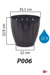 Papatya Saksı 22 lt Parlak Plastik Kendinden Tabaklı Drenajlı Çiçek Saksısı thumbnail 2