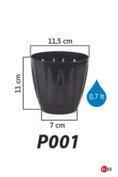 Papatya Saksı 0,7 lt Parlak Plastik Kendinden Tabaklı Drenajlı Çiçek Saksısı thumbnail 2