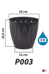 Papatya Saksı 3 lt Parlak Plastik Kendinden Tabaklı Drenajlı Çiçek Saksısı thumbnail 2