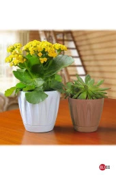 Papatya Saksı 0,7 lt Parlak Plastik Kendinden Tabaklı Drenajlı Çiçek Saksısı thumbnail 4