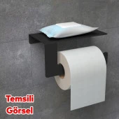 Dekoratif Lüks Tuvalet Kağıtlık Aparat Vidalı WC Kağıt Standı Paslanmaz Metal Sağlam Siyah Estetik thumbnail 3