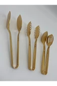 Gold Salata, Makarna ve Pasta Servis Sunum Maşası, Paslanmaz Çelik Yemek Maşa Seti - 4