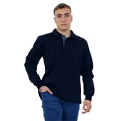 Persmont ÜPS01K Lacivert Üç İplik Polo Yaka Sweat  3XL thumbnail 3